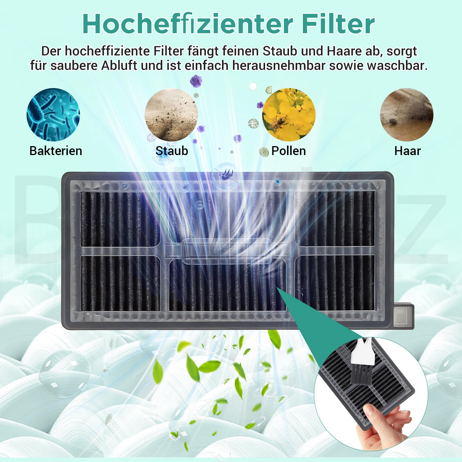 28 Stück Zubehör für Mova S70 Roller/S70 Ultra Roller Saugroboter | 1 Hauptbürsten, 1 Anti-Tangle Hauptbürste, 2 Rollen-Wischtücher, 4 Filter, 6 Staubbeutel, 6 Seitenbürste, 6 Flach-Duftstein