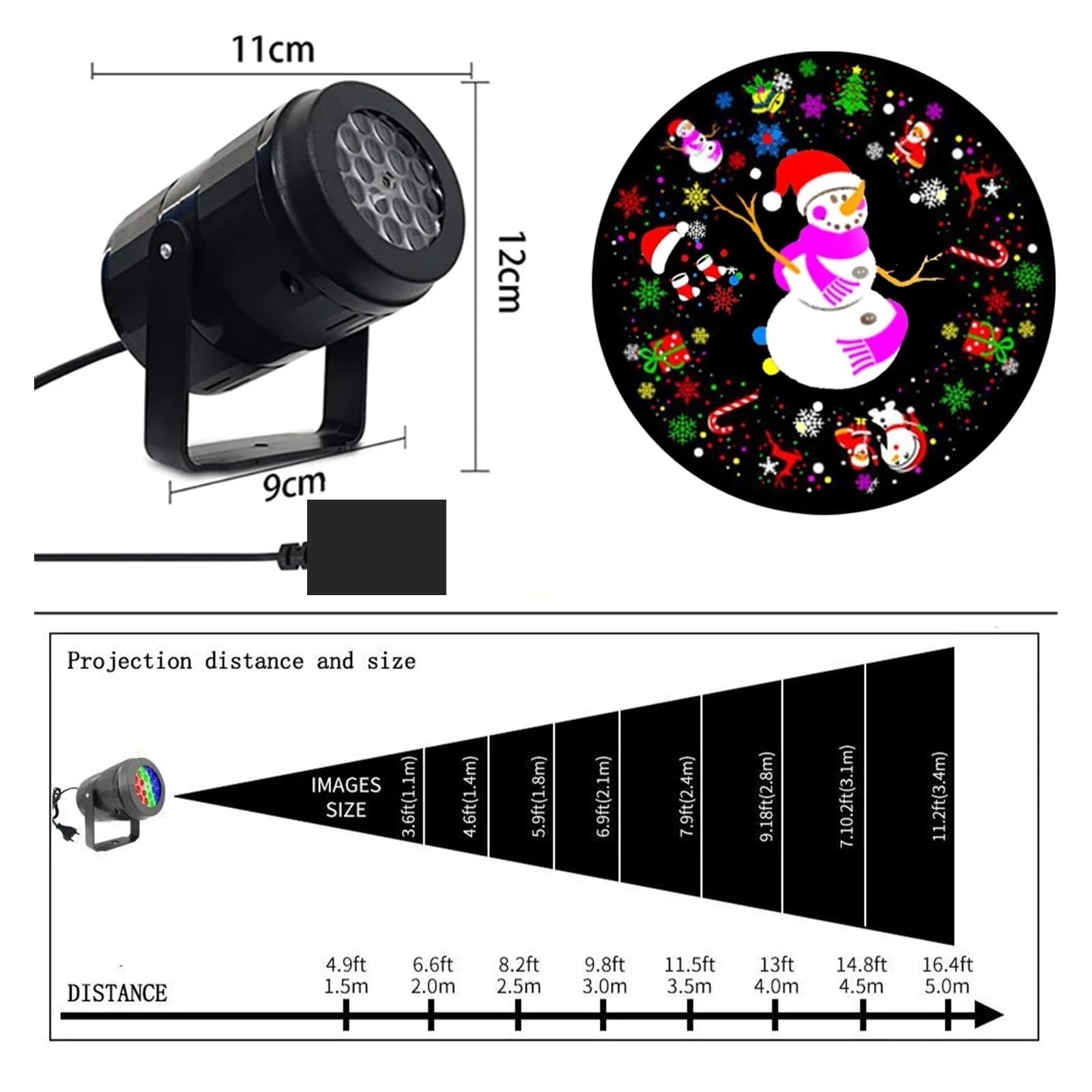 KMEYLE Projecteur Noel Exterieur Projecteur LED de noël à 16 Motifs, Lampe rotative, imperméable, décorat de Vacances en Plein air, Flocon de nei, lumières de fête Effets Magiques De Chute De Neige