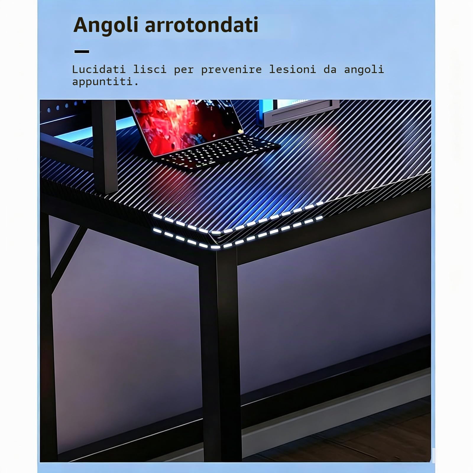 Tavolo per Computer Tipo L, Grande Scrivania Esecutiva, Finitura in Fibra di Carbonio, Base Tipo H, Gestione del Cavo, Capacità 100kg, Tavolo da Gioco Angolare Destro, 140 * 100cm
