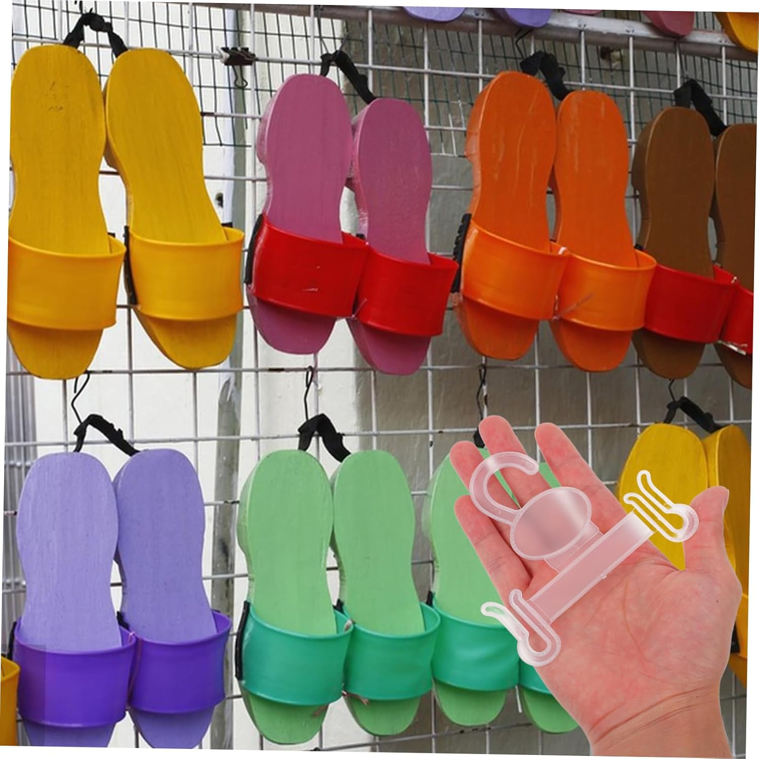 PRETYZOOM 100PCS Slipper Spring Hanger Space Saving Shoe Holder for Retail Display Elegant Design for Supermarkets and Malls Convenient Hanging Rack for and Sandals