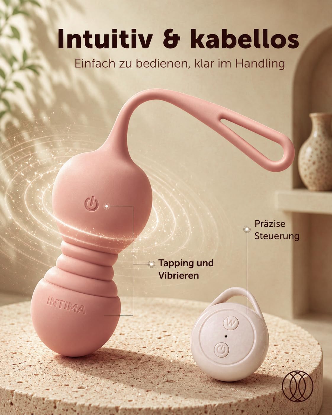 INTIMA Beckenbodentrainer für Frau mit Vibration | 4-teiliges Set mit Fernbedienung | Liebeskugeln | Kegel Balls | Stärkung der Beckenbodenmuskulatur bei Blasenschwäche & Inkontinenz