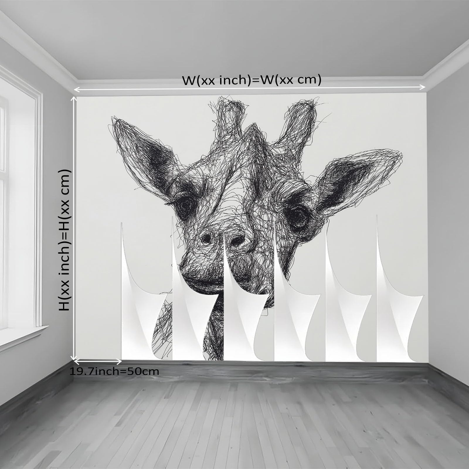 Fototapeta 400 x 280 cm okładzina ścienna dekoracja salonu minimalistyczny rysunek liniowy do sypialni salonu dekoracja ścienna żyrafa zwierzę