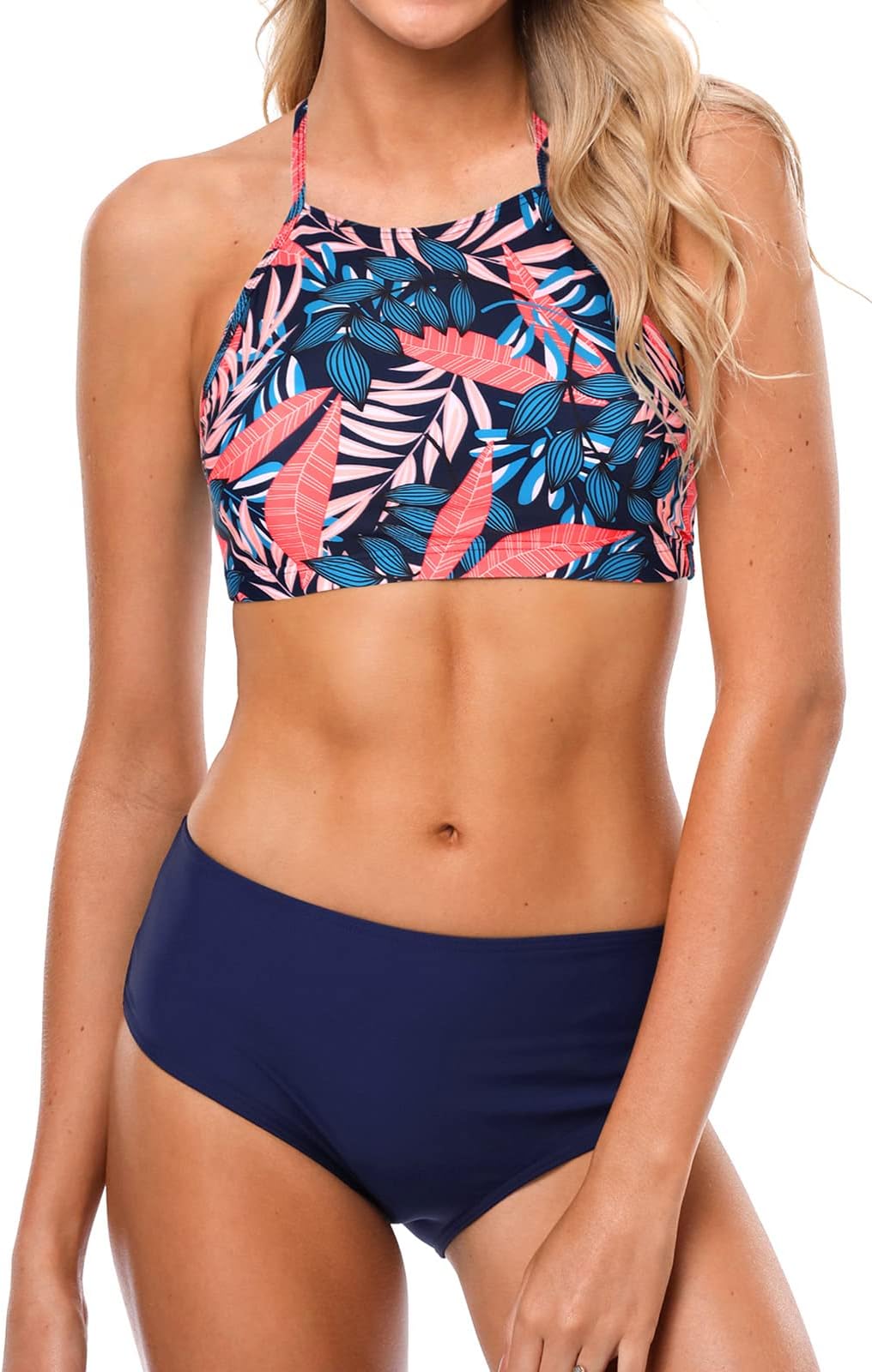 CharmLeaksBikini Swimwear Women Halter Bathing Suits Crop Swimwear 2 Piece M