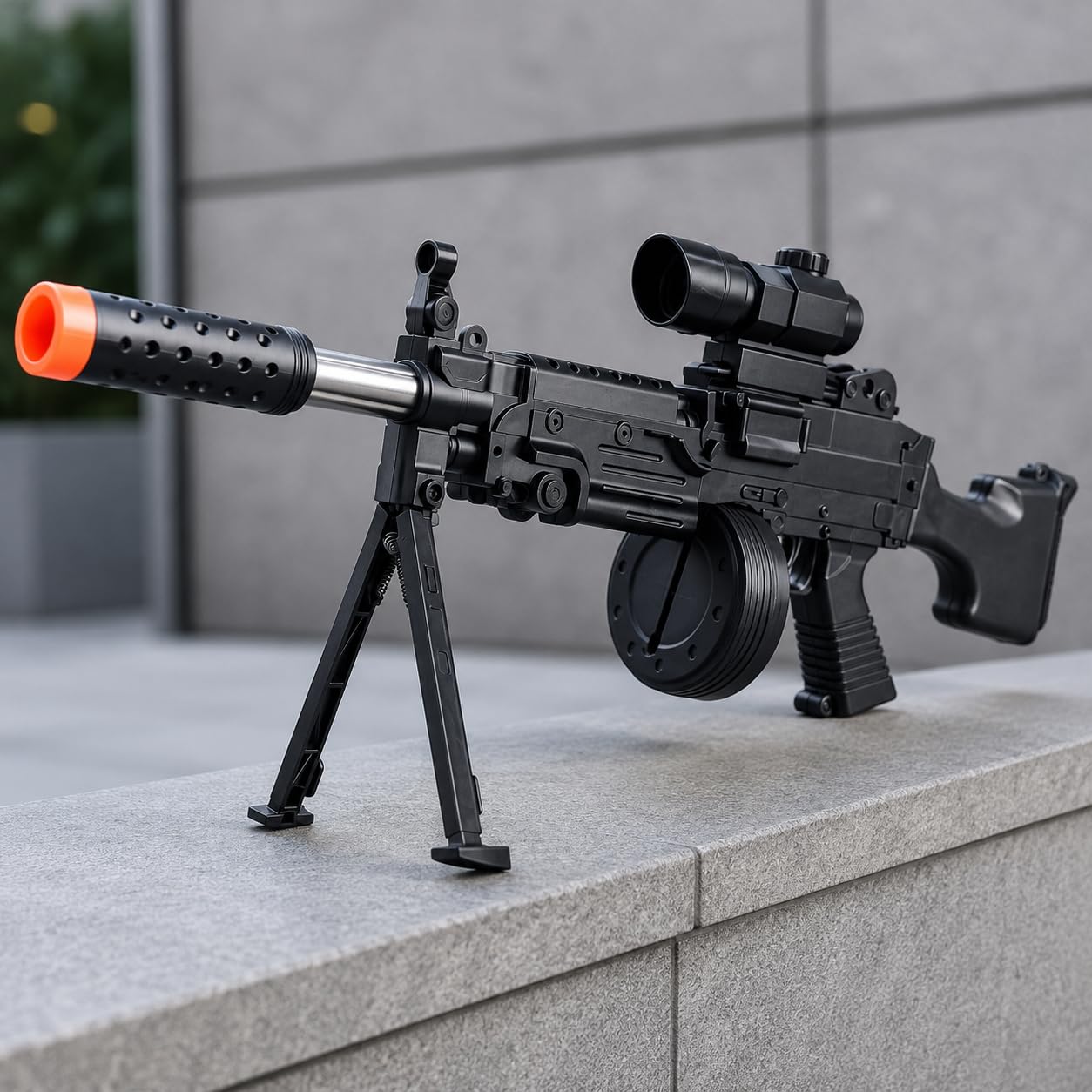 Mitra - Juguete con luz de 57 cm - Pistola de juguete mitra MP5 M4 - Juego con luces ametralladora - Juguete para juego de rifle ametralladora Cosplay (b)