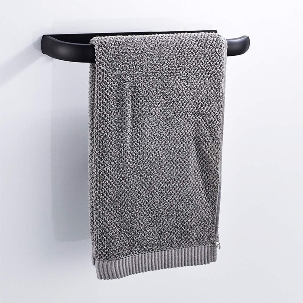 Punch Free Stainless Steel Black Towel Bar Bathroom European Style Kitchen Towel Ring Wall-Mounted Towel Holder A407 (Color : Black Size : 28.58.5cm)