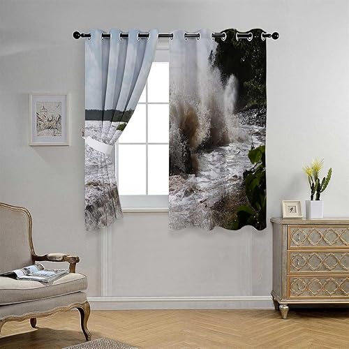 Miniatura 3 de Cortinas opacas para dormitorio, paisaje marino y cielo, cortinas deslizantes para puertas corredizas de vidrio, cortinas para Ventanas de Cuarto de