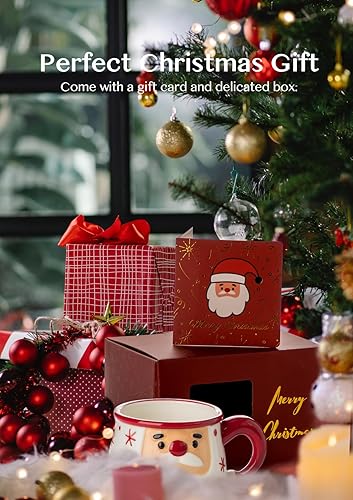 Miniatura 3 de Nucookery Taza de Navidad  Tarjeta de Navidad y caja de regalo incluida  Adorable diseño de cara de Santa  Tazas de café de Navidad divertidas y