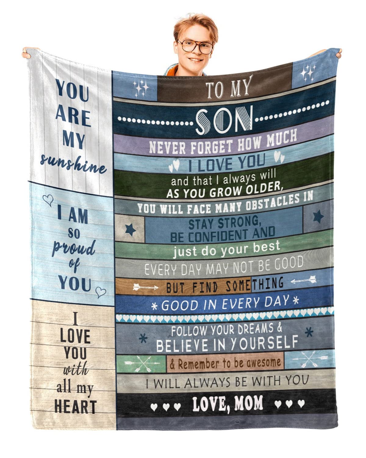 to My Son Blanket from Mom - Gifts for Son from Mom Blanket 60"X 50" - Son Gifts from Mom - Son Gifts for His Birthday Graduation - Gift Ideas for Boys Men - Gifts for Son Throw Blankets for Bed Sofa