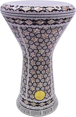 Miniatura 63 de El impresionante Darbuka Doumbek Gawharet El Fan metálico de 17.75 pulgadas (negro metálico)