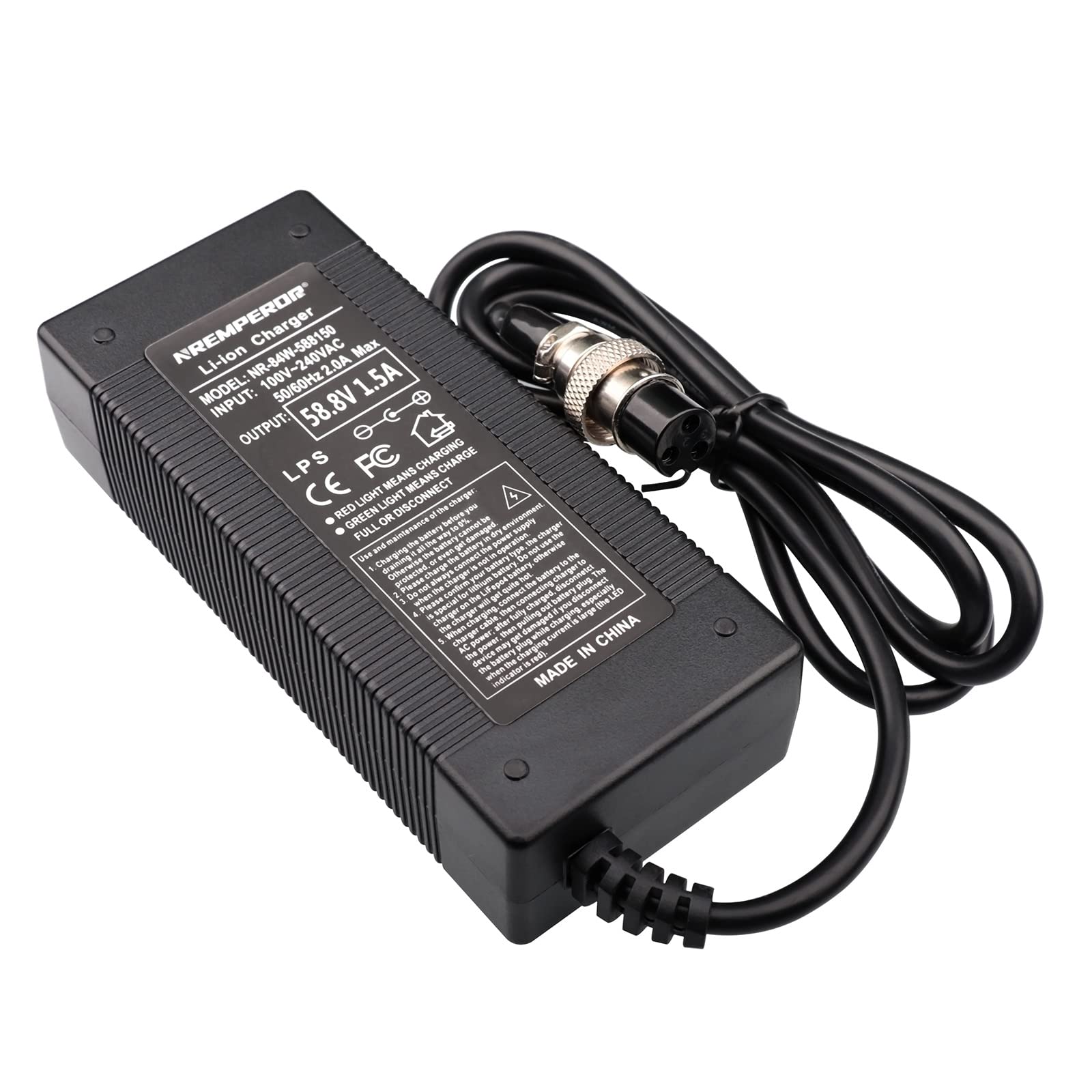 Chargeur vélo électrique 58,8V Chargeur pour la dualtron Mini Batterie 52v 58.6v 58.8V 50,4V 14 série 51,8 V 58,7 V 20 Ah Lithium Batterie (GX16 3Prong)