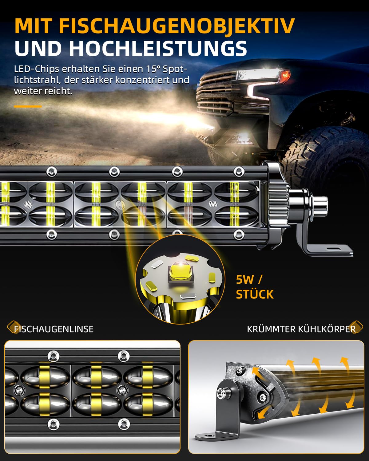 CO LIGHT 32" Light bar auto 25000LM Doppelreihe 6D-Linse LED balken 12v/24V IP68 Mischstrahl Geeignet für landwirtschaftliche Traktoren, 4x4 Fahrzeuge, Lastwagen und Wohnwagen (78cm)