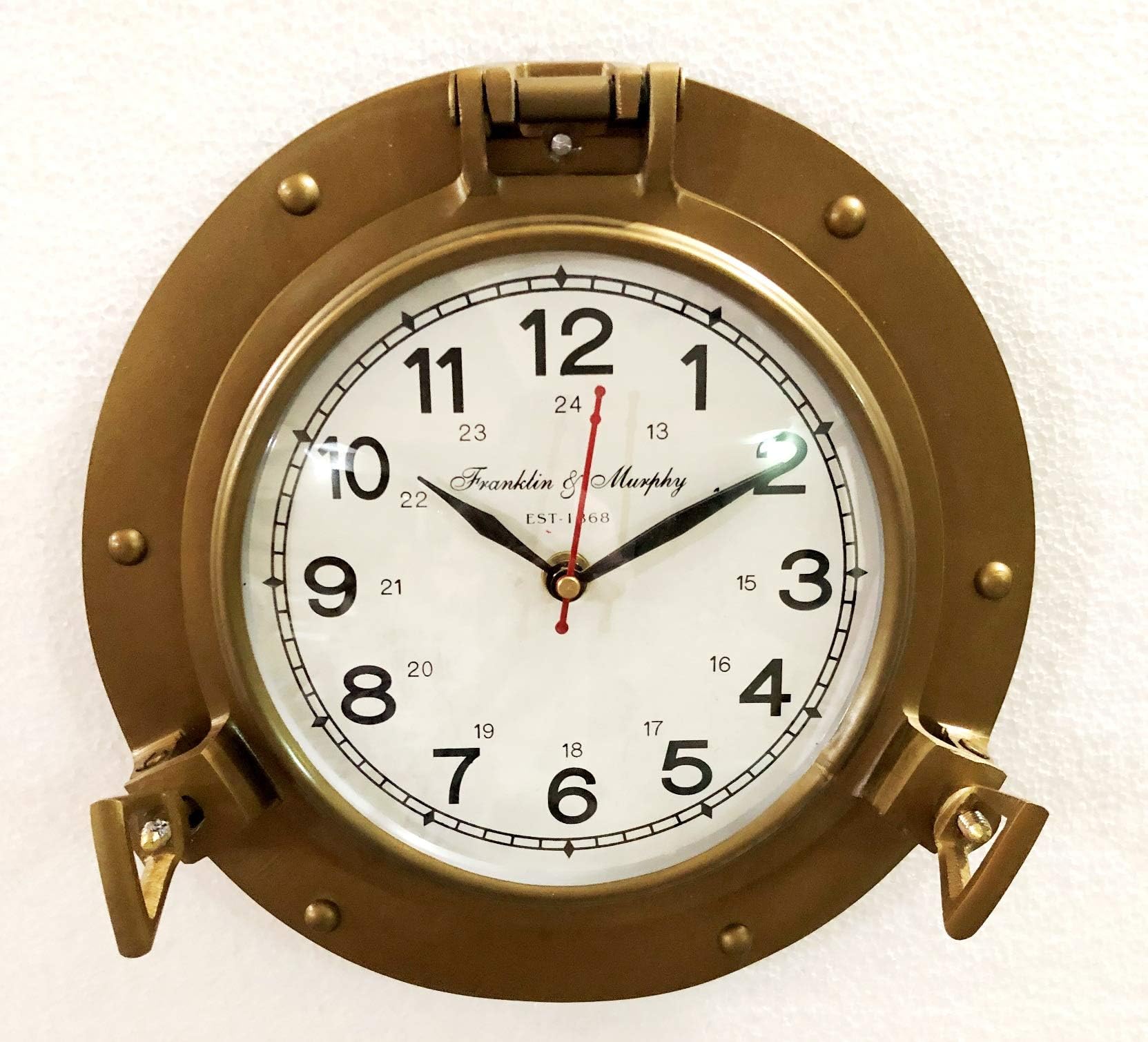 Antique Marine Brass Ship Porthole Clock 22.86 cm Nautical Wall Clock Home Decor