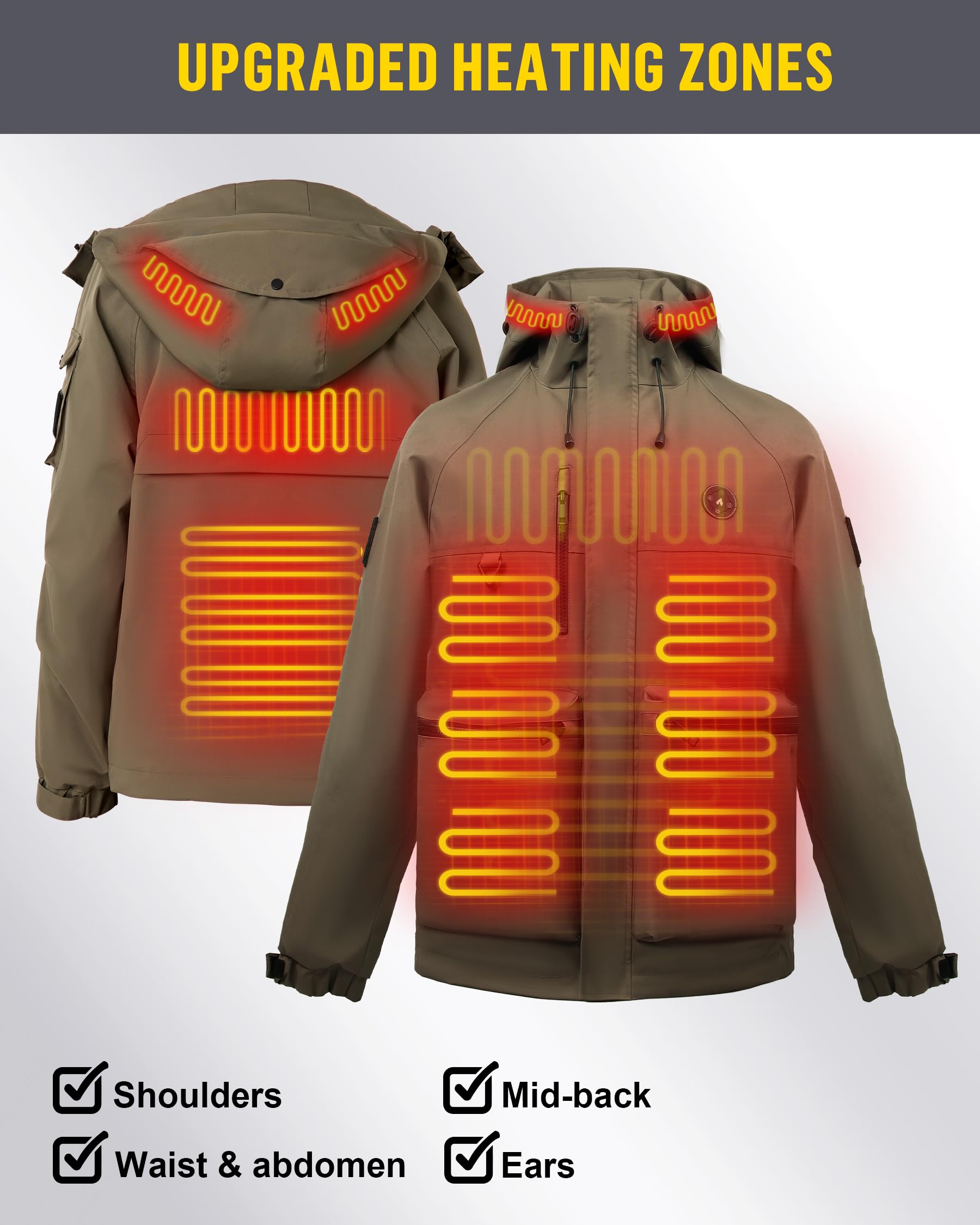 Veste Chauffante Homme avec Batterie Manteau Chauffant Homme et Femme Softshell avec 6 Zones de Chauffage