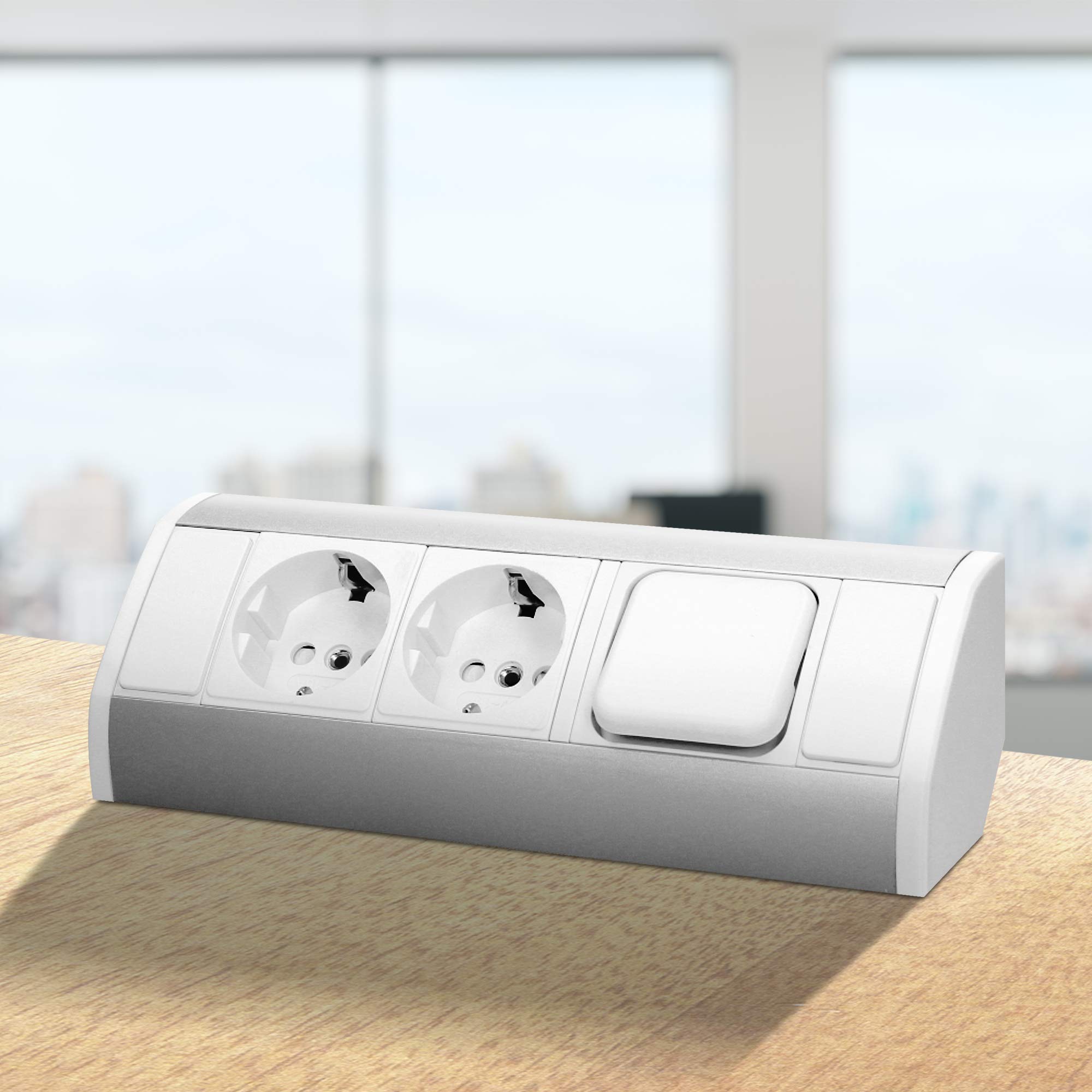 ORNO GM-9002/W-G(GS) Corner Socket 2-Way with Switch and Child Lock 45° Surface Mounting, 3680 W - Image 2