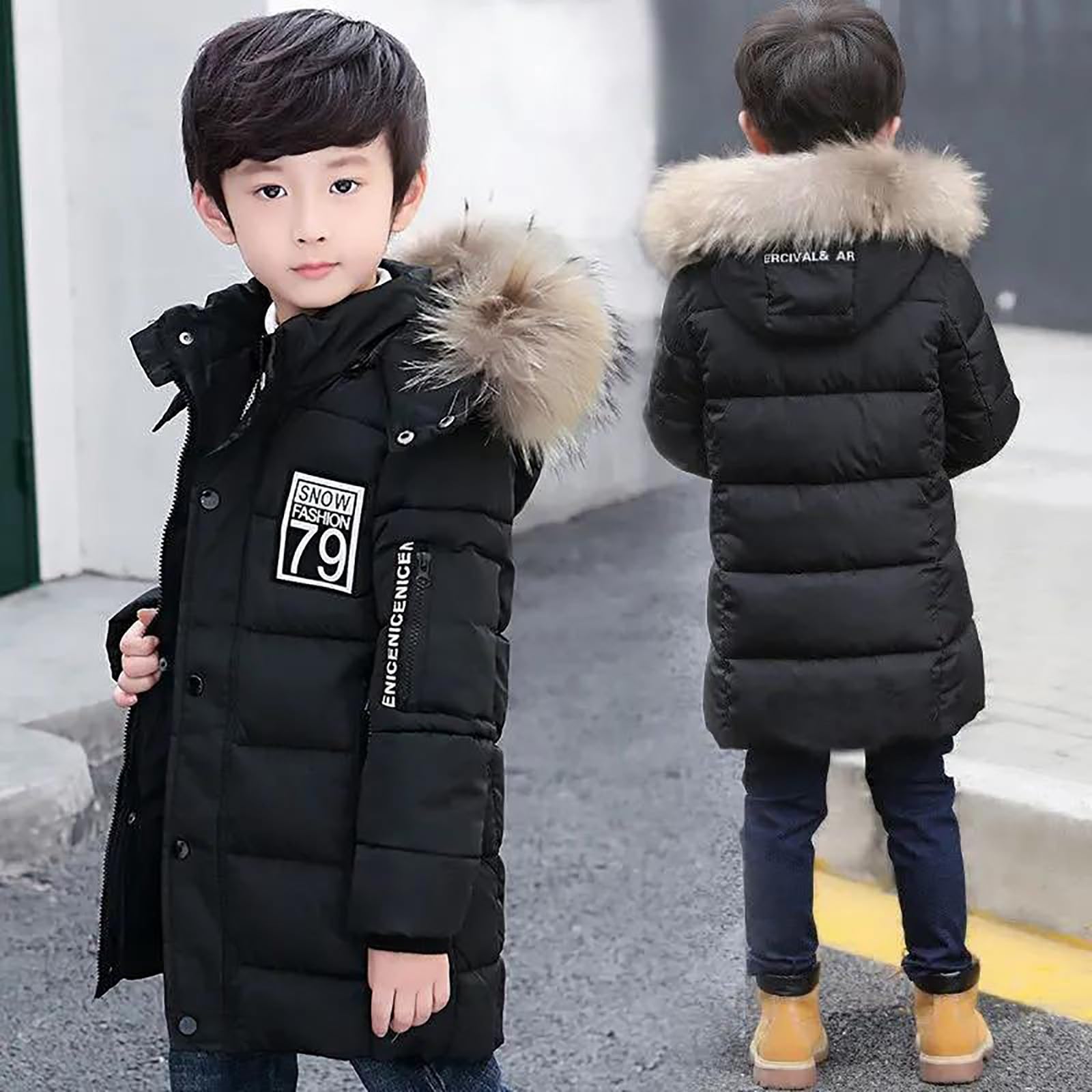 Doudoune d'hiver chaude et rembourrée pour garçons - Parka épaisse et confortable pour enfants - Vêtement d'extérieur décontracté pour l'école