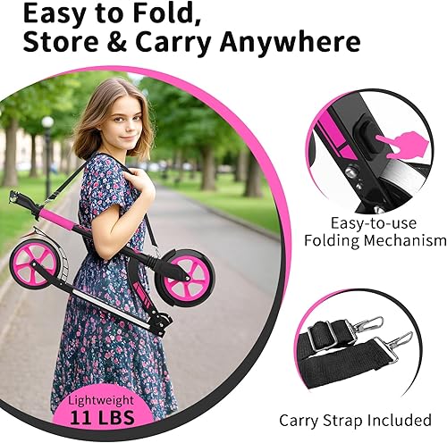 Miniatura 4 de BELEEV V8 Scooters para niños a partir de 6 años con cubierta iluminada, scooter plegable de 2 ruedas para adultos y adolescentes, 4 de altura