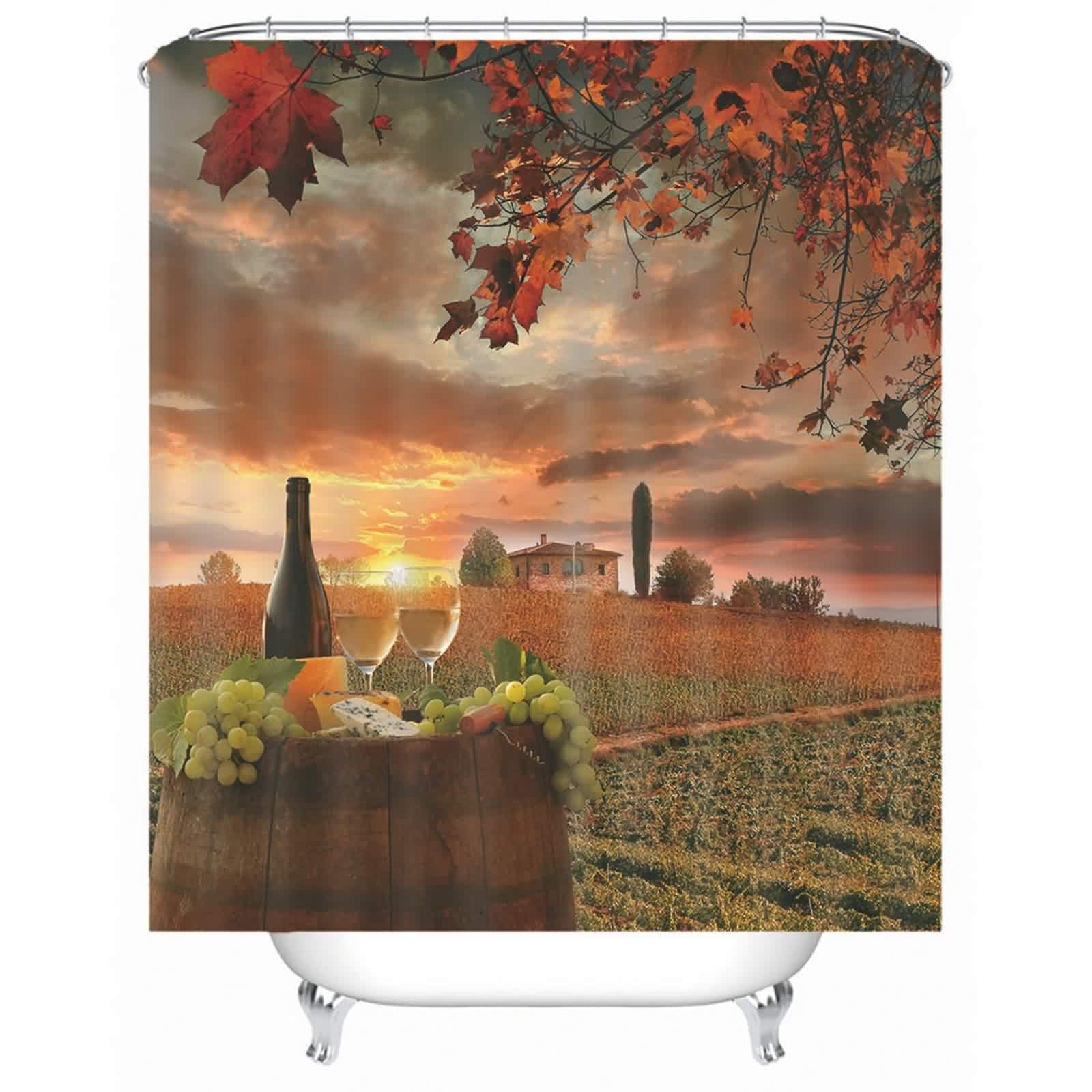 Rideau douche orange 220x180 cm imperméable en polyester haute densité pour baignoire