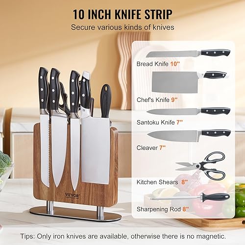 Miniatura 3 de VEVOR Bloque magnético para cuchillos, soporte para cuchillos de cocina de 10 pulgadas, soporte magnético de doble cara, estante multifuncional para