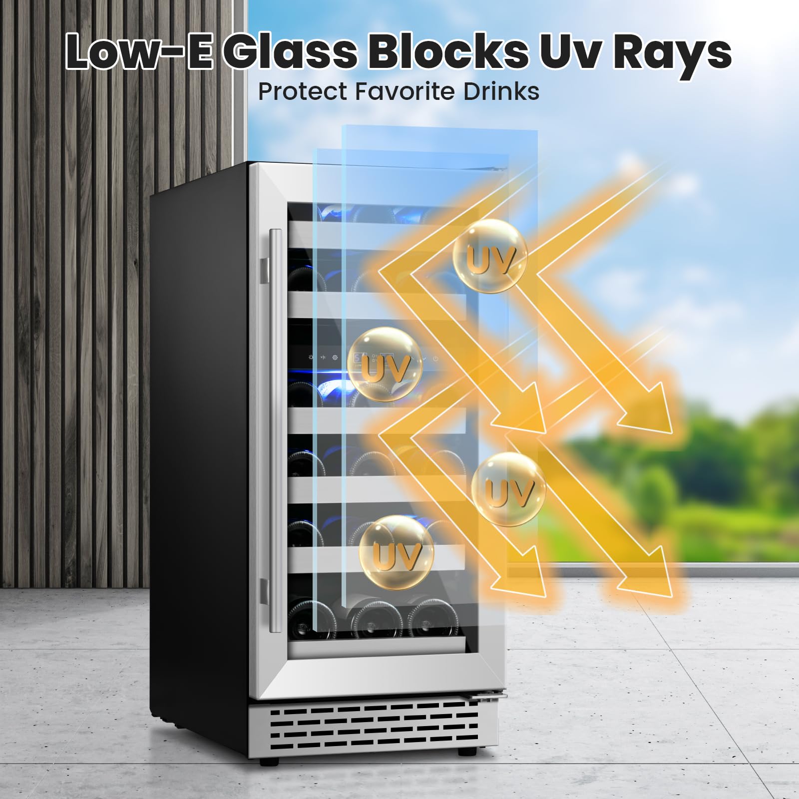 Vinecold Wine Fridge Freestanding,15 Inch Wine Cooler Under Counter,28 Bottle Built-In Dual Zone Wine Refrigerator With Stainless Steel Reversible Door For Home And Kitchen on Fridge.com - View 6