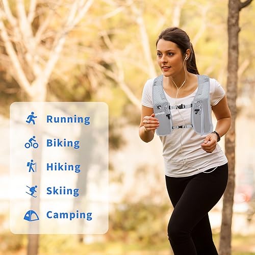 Miniatura 7 de Chaleco ligero para correr para mujeres y hombres, mochila de hidratación ajustable transpirable reflectante con bolsa de agua de 1.5 L para