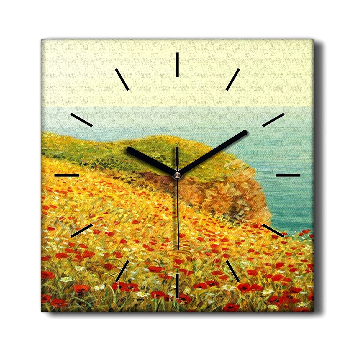Horloge sur toile décoration murale mer fleurs pour intérieur moderne
