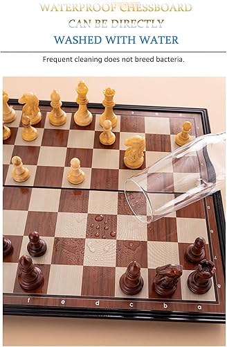 Miniatura 6 de Juegos de ajedrez magnéticos, juego de ajedrez de viaje de 9.5 pulgadas para niños y adultos, estilo de madera, plegable, portátil, regalos de