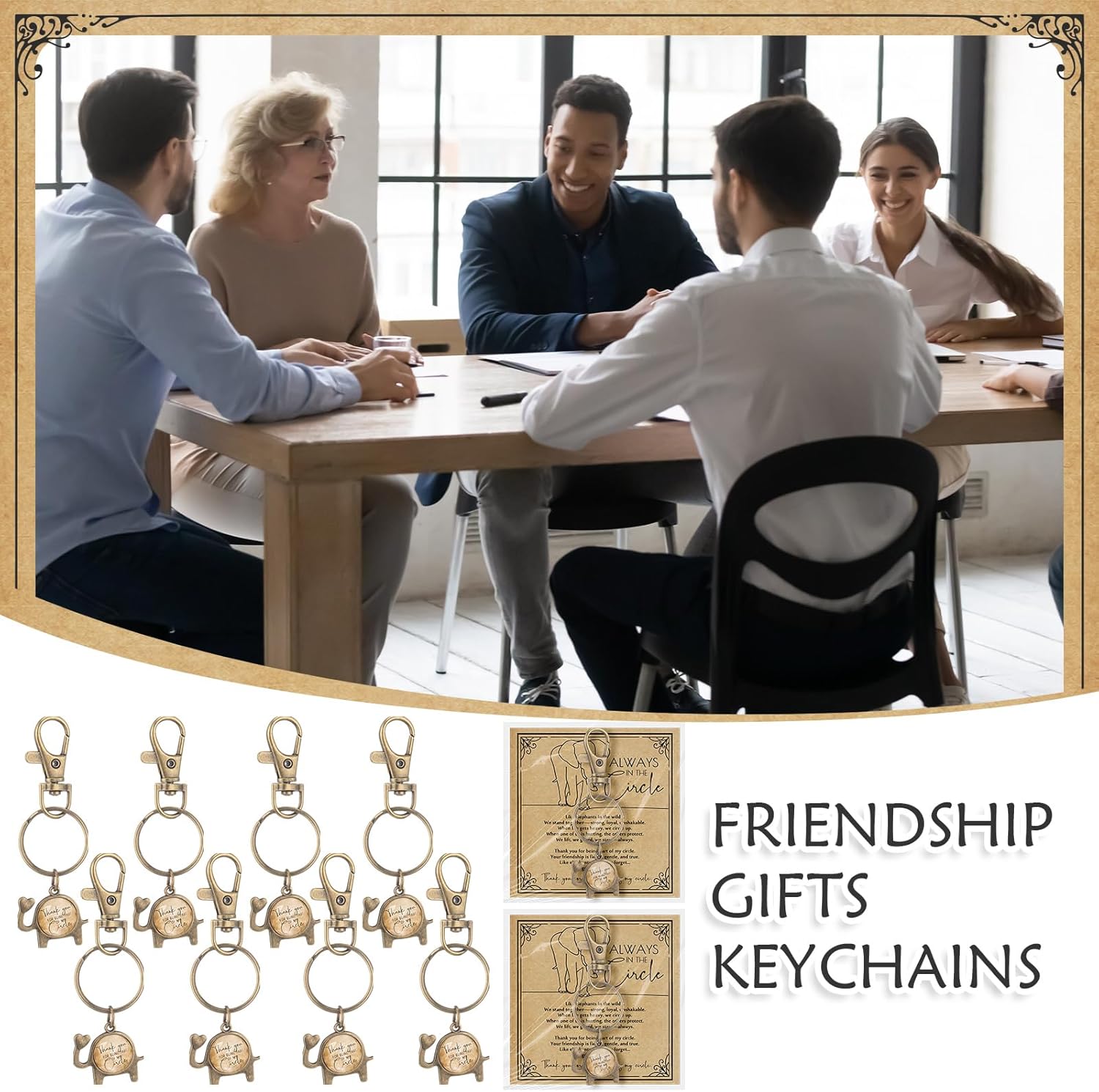 Valentines Elephant Gift for Women Friend Bestie Keychains Bulk Thank You Card for Galentines Volunteer Employee Gift - Image 6