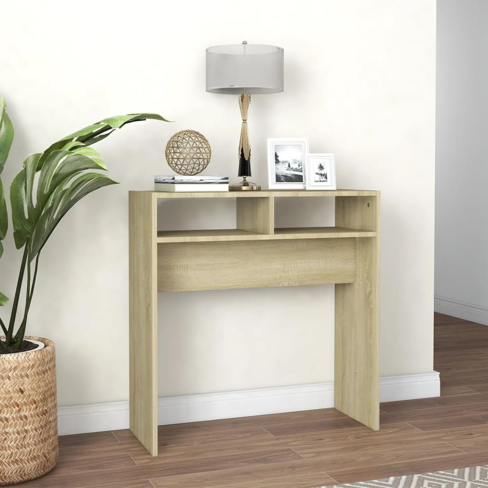 Homgoday Mesa Consola Madera contrachapada Roble Sonoma 78x30x80 cm Mesas auxiliares de salón,Mesa Consola Recibidor Mueble de Entrada Estrecha Clásica