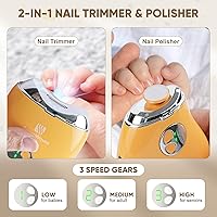Vista 3 de 3-in-1 Electric Nail Clipper for Baby & Adults, USB Rechargeable Trimmer with LED Light, Polisher and Storage Container, Adjustable Speeds Nail