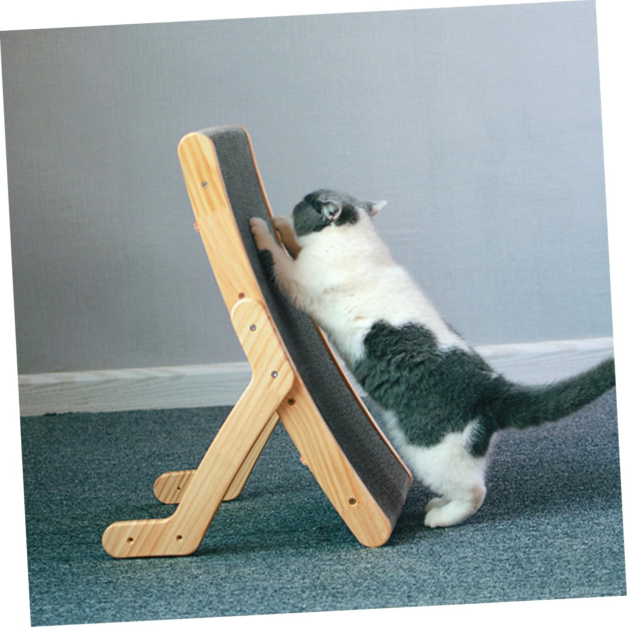 Happyyami Tiragraffi in Legno e Carta Ondulata, Protegge i Mobili e Attira L'attenzione, Come Gioco e Riposo per Gatti Piccoli in Casa