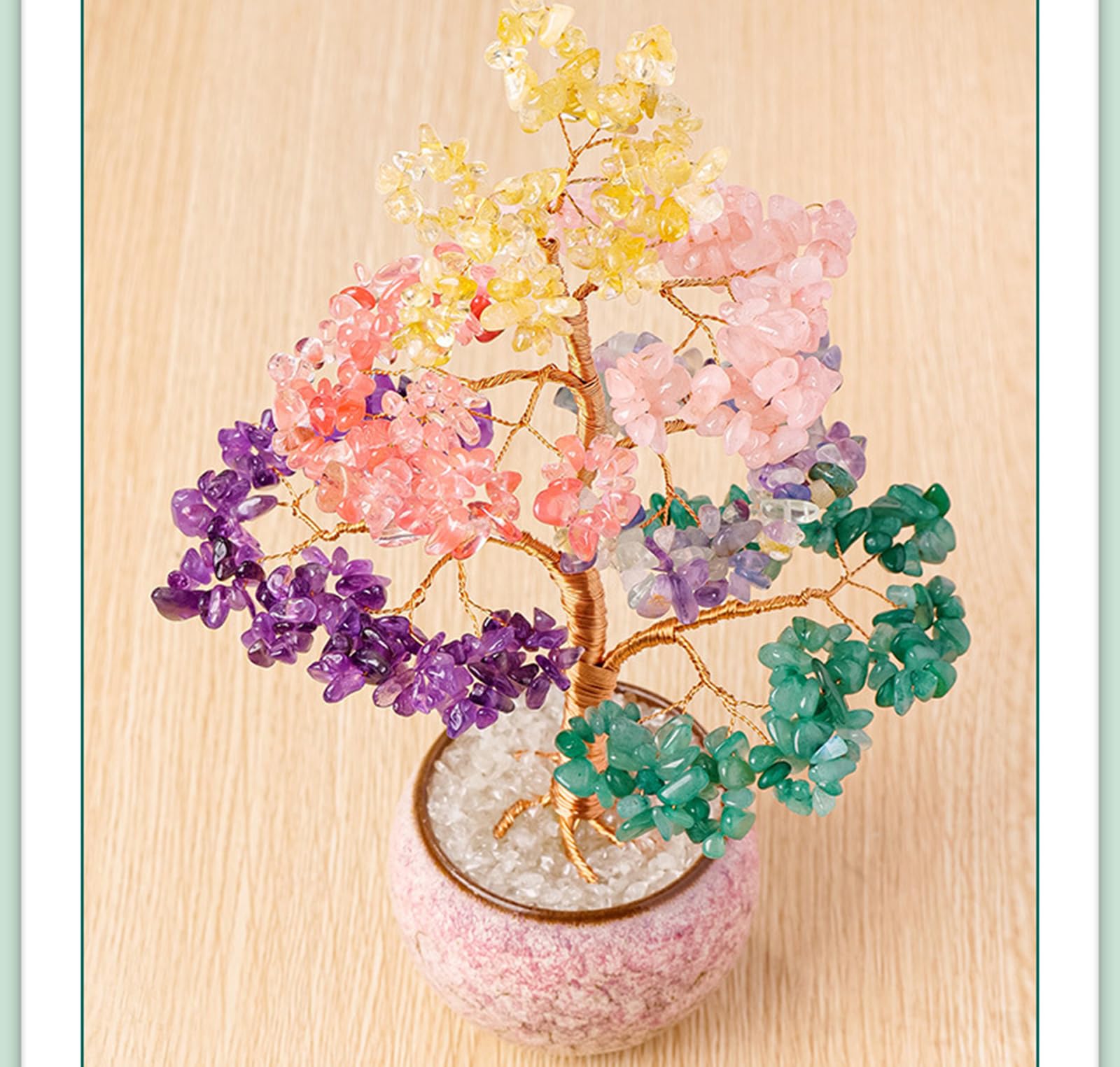 Arbre à Argent en Cristal Naturel à puces de 7 Couleurs – Arbre