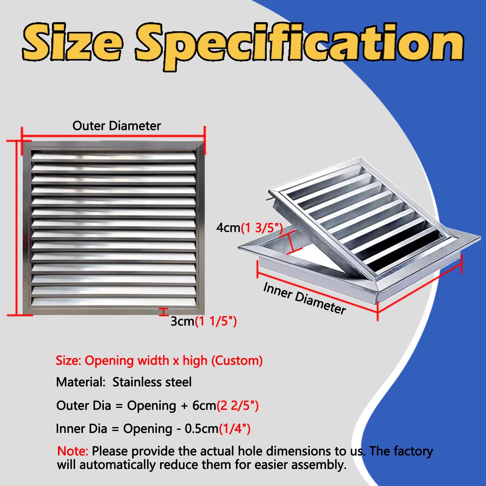 LZMZMQ Trampilla Pladur Rejilla De Ventilación Empotrada, Puerta De Inspección Resistente para Plomería, Tapa De Orificios En Paredes Interiores Y Exteriores para Hogar(55x85cm/21.6x33.5in)