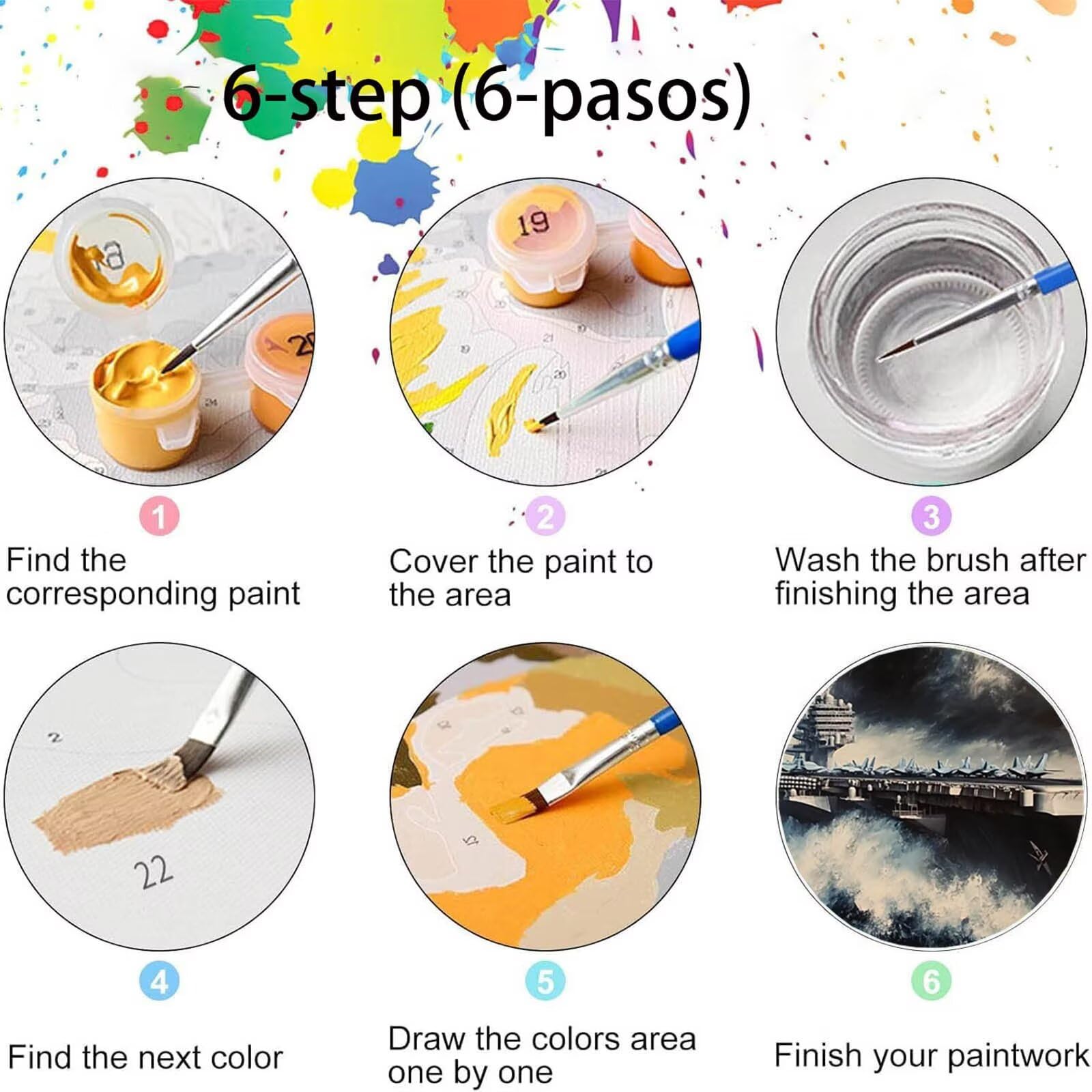 Pintar por Numeros Adultos Portaaviones, Pintar por Numeros Niños Kit Manualidades Adultos Avión Cuadros para Pintar por Numeros Pintura Acrílico, Cuadros Decoracion Salon Modernos 80X160cm 7w-3-C