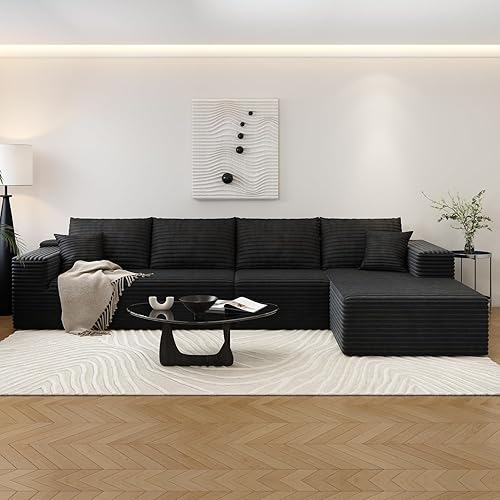 Miniatura 51 de Sofá seccional modular Cloud de 107.5 pulgadas con diván en forma de L, sofá modular moderno con asiento profundo, sofás tapizados para sala de