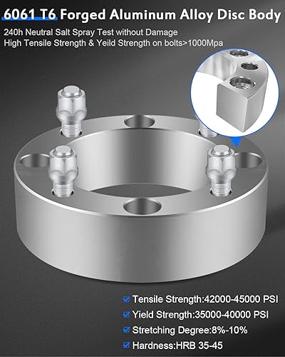 Miniatura 5 de ECCPP Espaciadores de rueda de 2 pulgadas de 0.157 x 6.142 in a 0.157 x 6.142 in 12 x 1.5 1.969 in, 4 lengüetas para espaciadores de rueda RZR 900