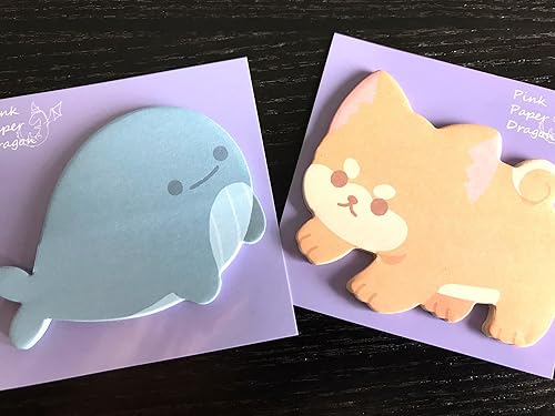 Miniatura 7 de Kawaii Sticky Notes - Paquete de 6 blocs de notas autoadhesivas con forma de animal lindo para el hogar, la oficina y los regalos