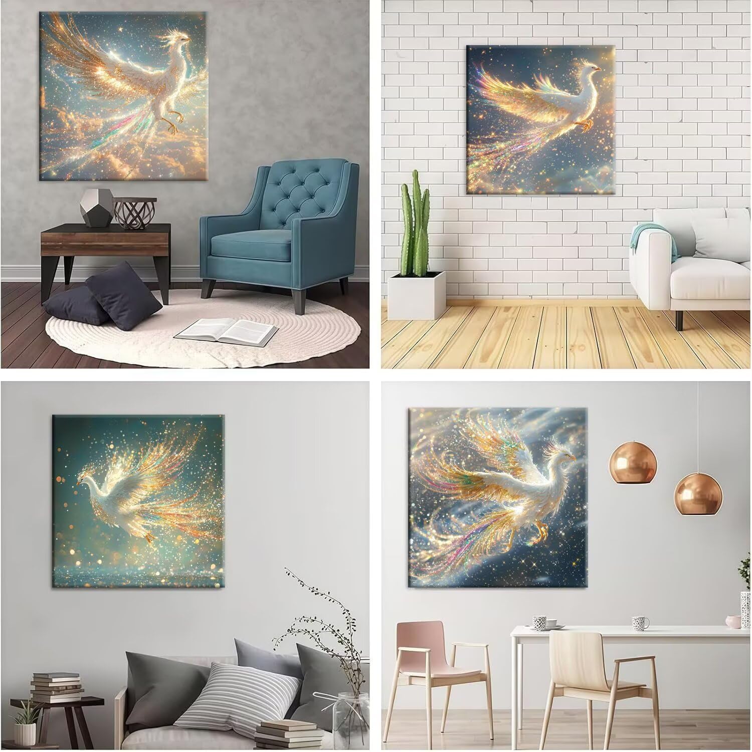 Fantasy Phoenix Diamond Paining, 5D Diamant Painting Bilder 60x60cm t-562 | 4 Pack Diamond Painings Erwachsene, 5D DIY Diamant Malerei Mosaikherstellung für Relaxation and as a Wall Deko Geschenk