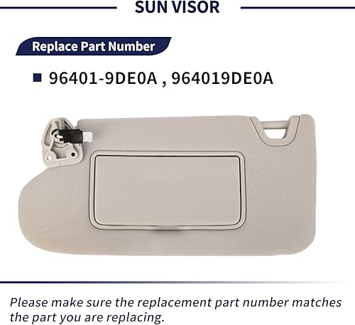 Miniatura 3 de Visera solar lateral del conductor para Nissan Maxima 2016 2017 2018 2019 2020 2021 2022 Reemplazo 96401-9DE0A delantero izquierdo  Pantalla de