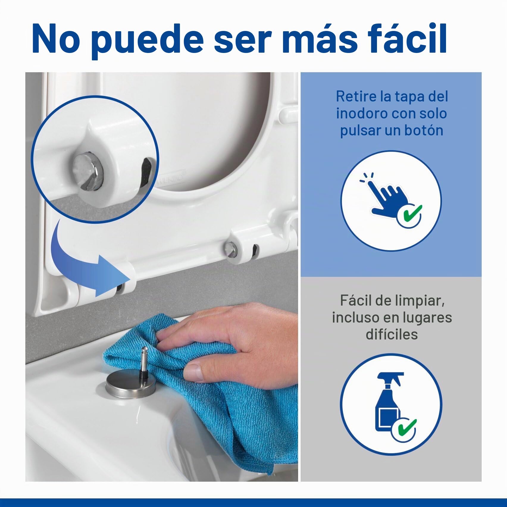 Wenko Palma Premium - Asiento de Inodoro con Dispositivo automático de Descenso y sujeción higiénica de Acero Fino Inoxidable, Antibacterial, duroplástico, Color Blanco