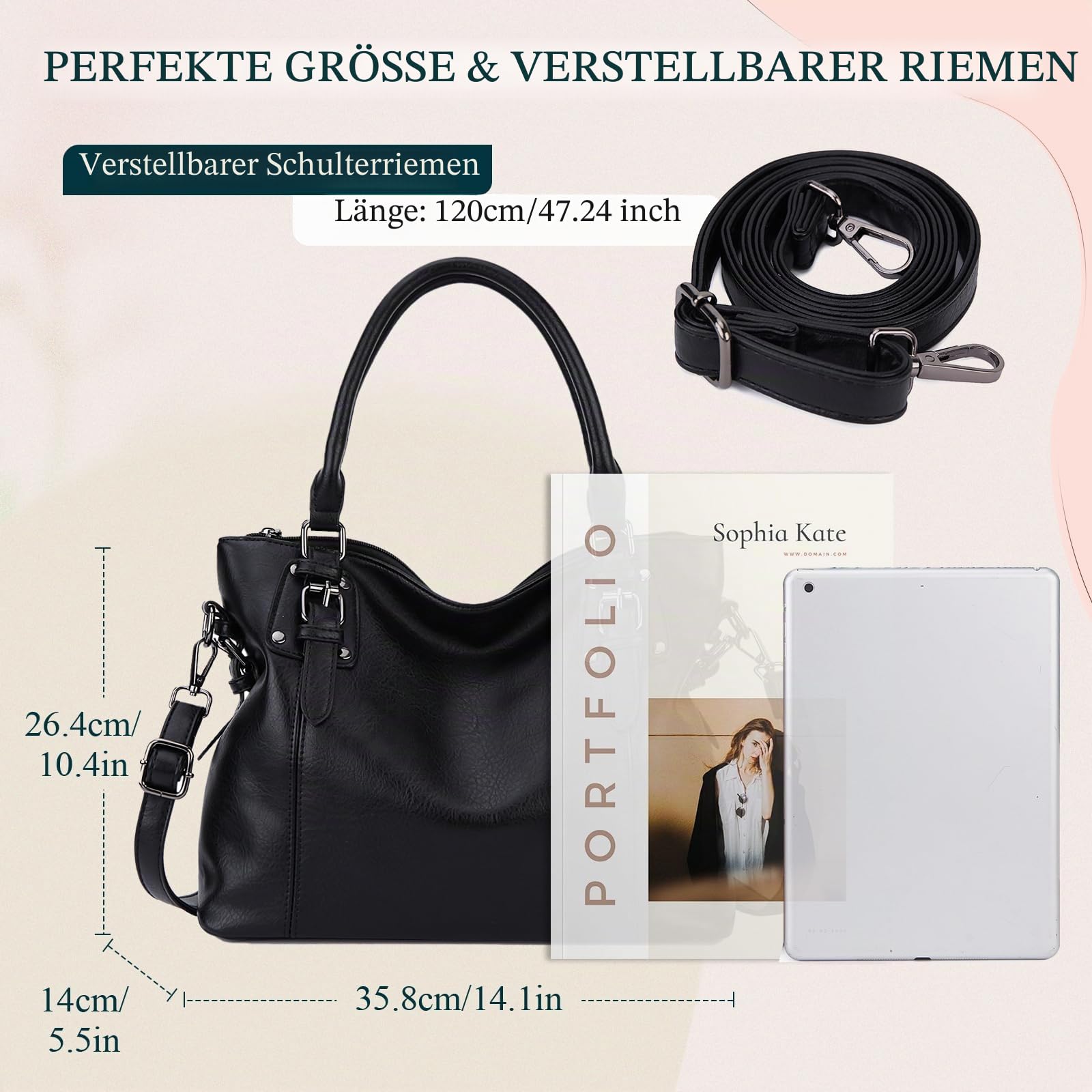 VX VONXURY Hobo Handtasche Damen Mittelgroß Damen mit veganes Leder