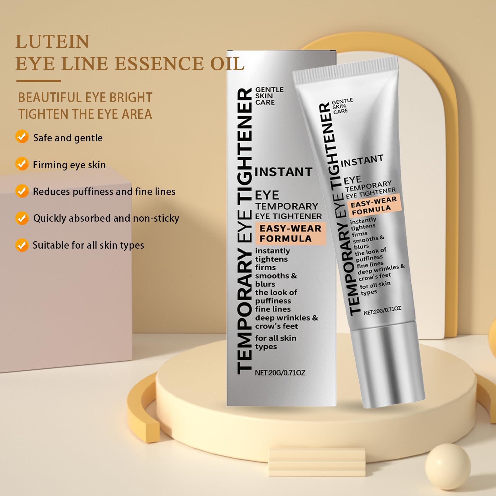 3 Stück Instant Face Tightener Cream Perfection Primer Tightener,mit 3 Pinseln,Sanfte Pflege,Feuchtigkeit,Feuchtigkeit für Die Haut Rund Um Die Augen,Geeignet für Alle Hauttypen
