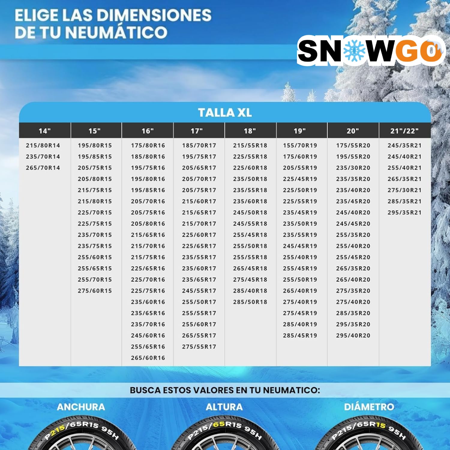 SNOWGO - Juego de 2 cadenas textiles para nieve - Talla XS a XXL - Homologado 16662-1 Europa - Adecuado para vehículos 4x4, vehículos eléctricos, furgonetas y vehículos comerciales <3,5T. (XL)