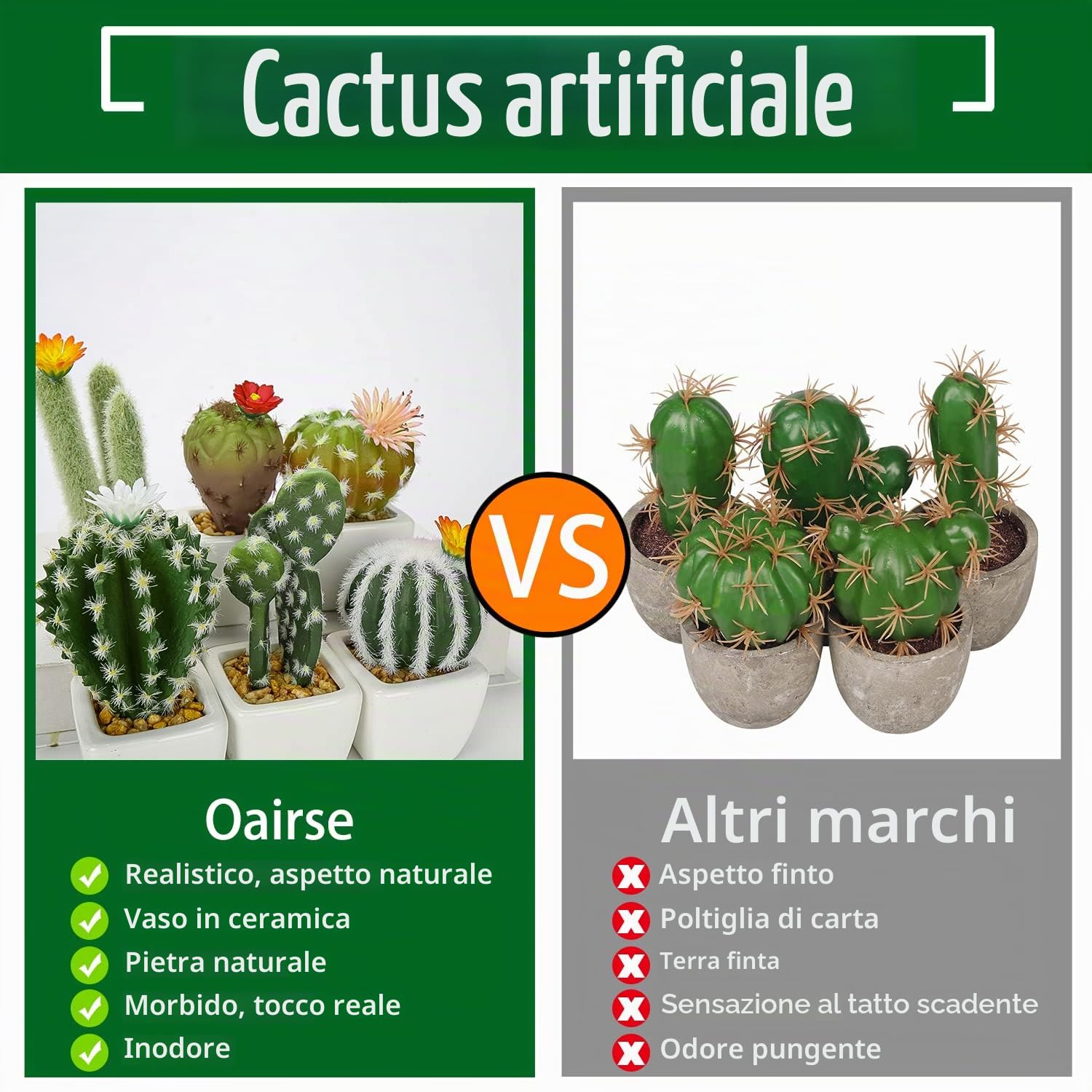 Set di 6 mini piante finte di cactus artificiali in vasi di ceramica bianca assortiti piante grasse artificiali decorative cactus finti per cucina, bagno, scrivania, libreria, decorazione per interni