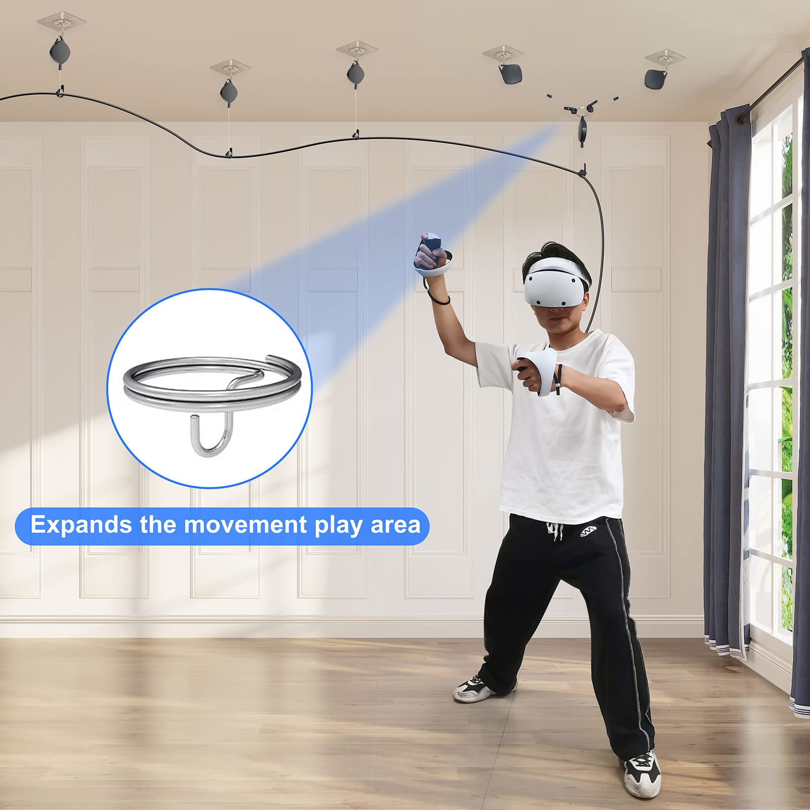 Realtà Virtuale Cuffia Gestione Cavo Retrattile Rotazione Soffitto Puleggia Fissa Accessori Pratici