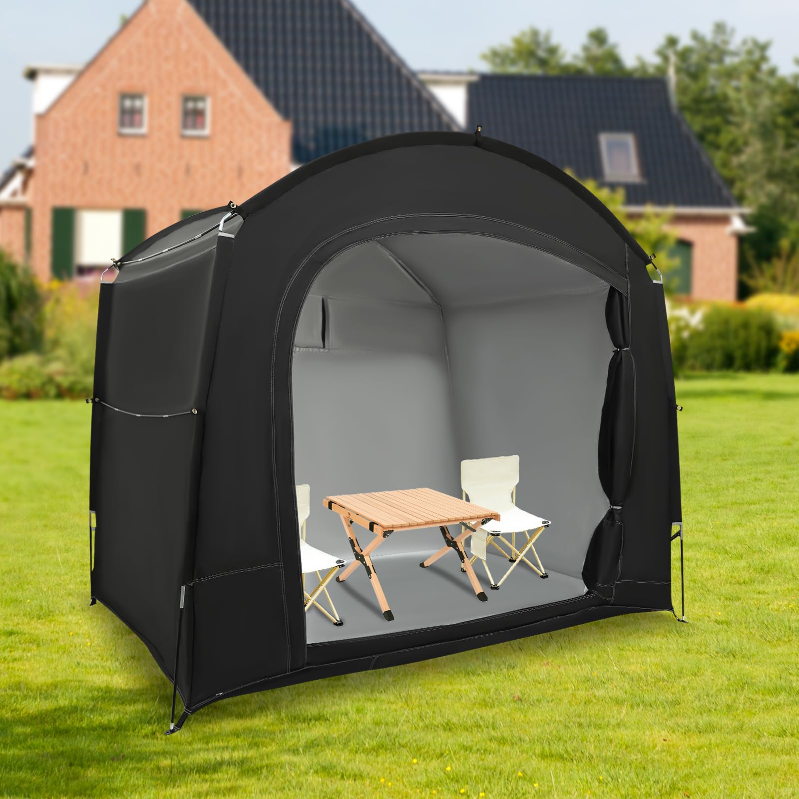 Tenda per 3 biciclette, 220 x 150 x 185 cm, impermeabile, portatile, per biciclette, attrezzi da giardino