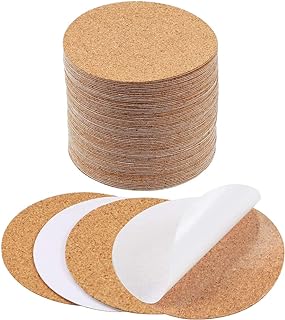 Self-Adhesive Cork Circle 40 PCS 4 Inches Cork Mats Cork Backing Sheets with Strong Adhesive-Backed for Coasters Wall Decor and DIY Crafts