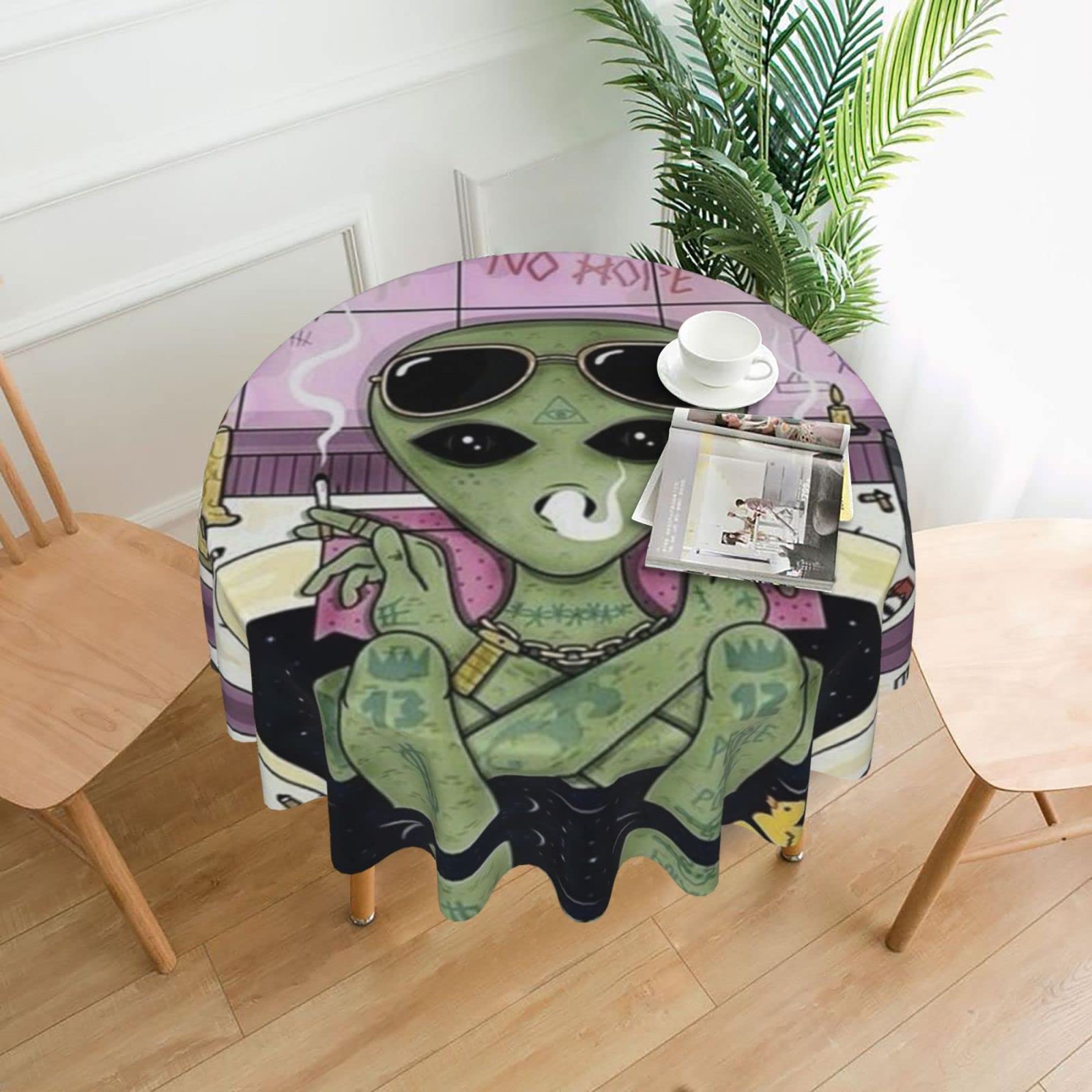 Lawenp Smoke Decorative Round Table Cloths - 60 Inches in Diameter for Buffet Tables, Parties, Holiday Dinners.