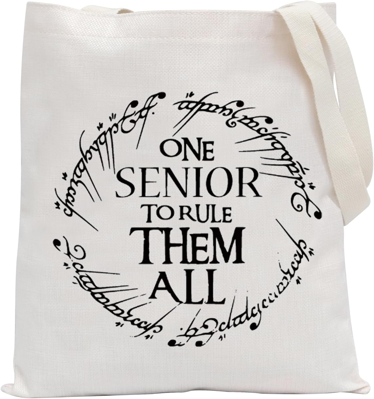 POFULL LOTR Inspired Merch One Senior to Rule Them All Tote Bag Literary Gift