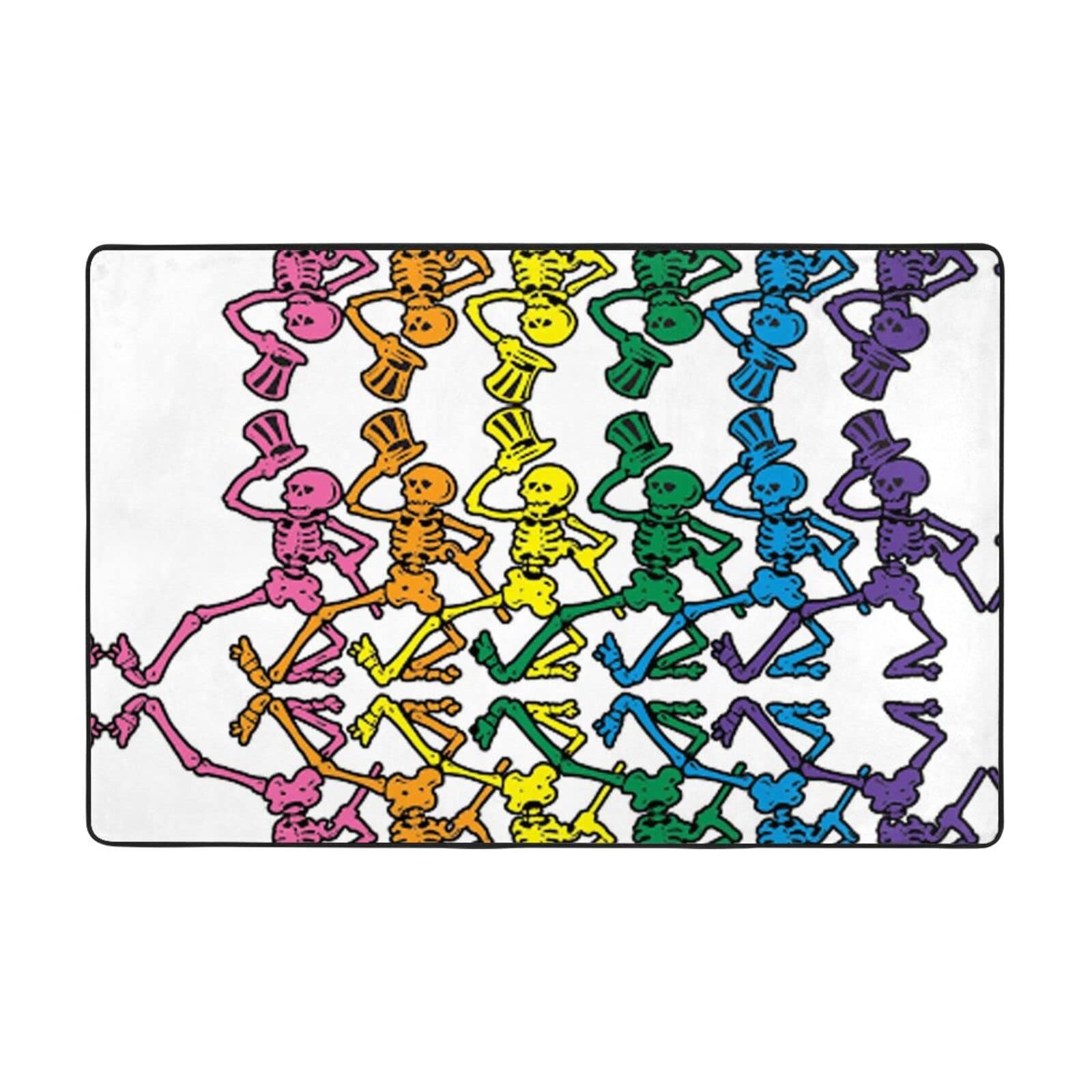 Tapis antidérapant mince contre les glissades, motif squelette dansant