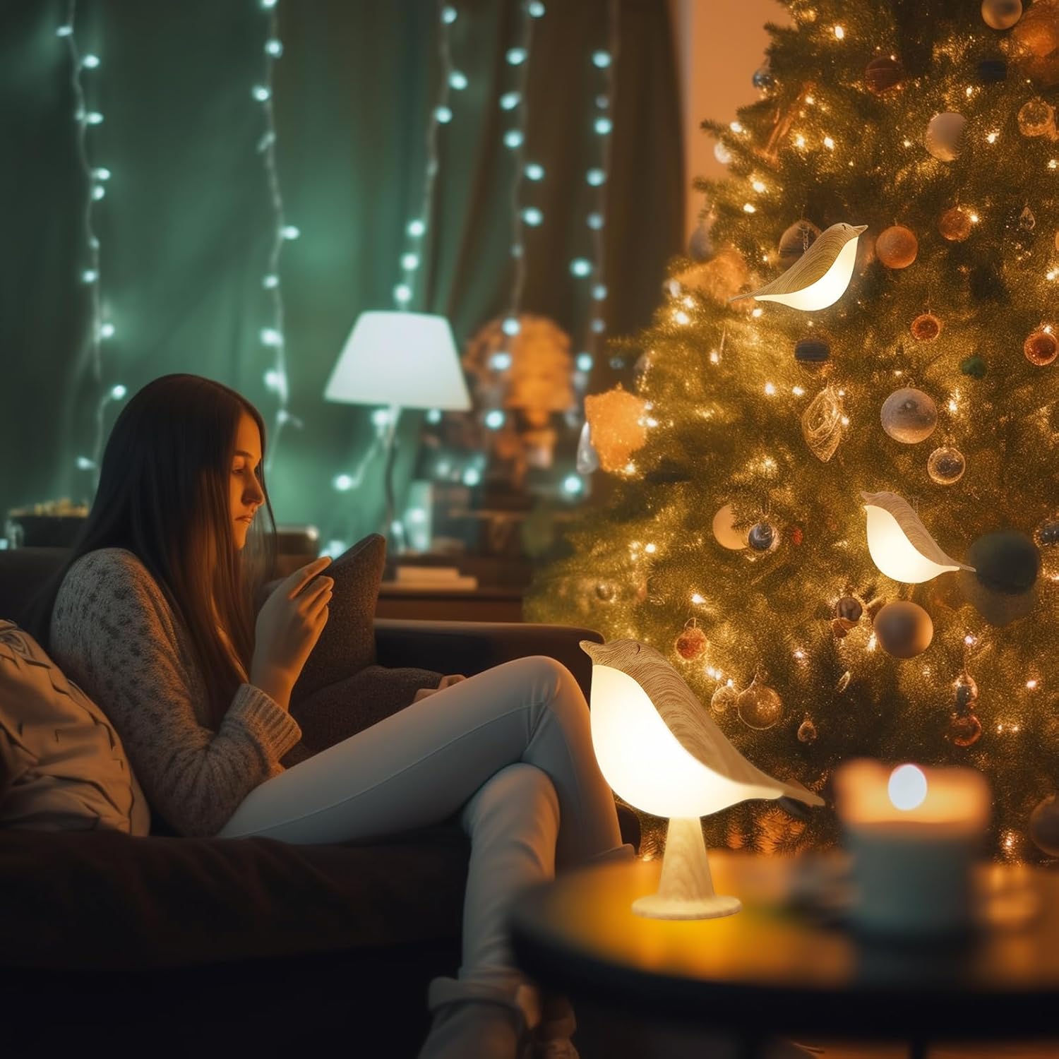 2 Pack Bird Small Desk Lamp, 2600 mAh Dimmer Kids Night Light for Bedroom, Cordless Table Lamp with 3 Color Temperature and Touch Sensor, Rechargeable Bedside lamp, Hummingbird Lamp